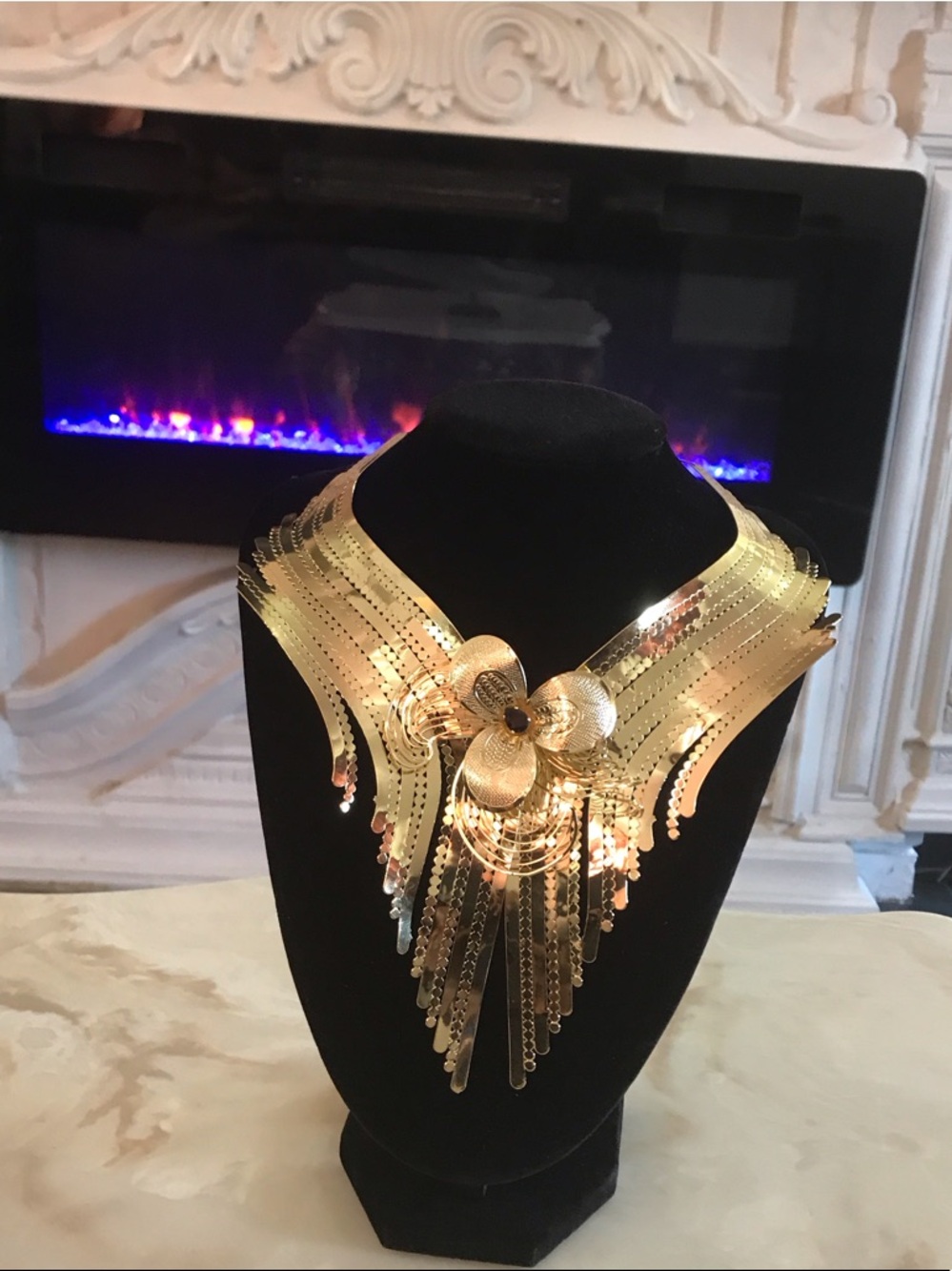 Gold Floral Statement Necklace - Women Jewelry